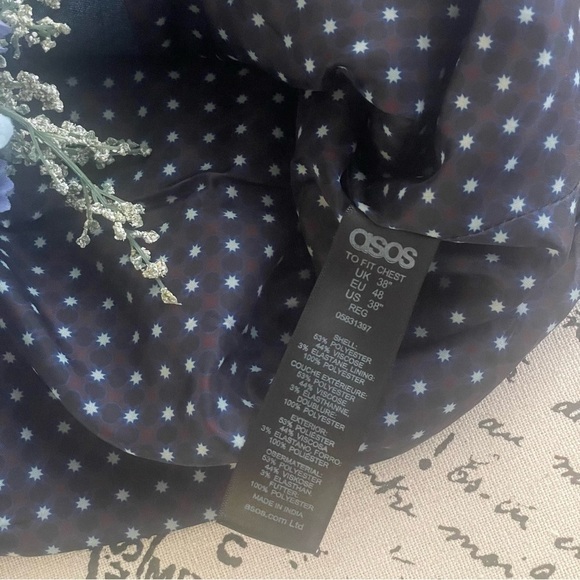 ASOS Suit Jacket & Vest Double Breasted in Blue Melange / Size 36 38 - Picture 13 of 13